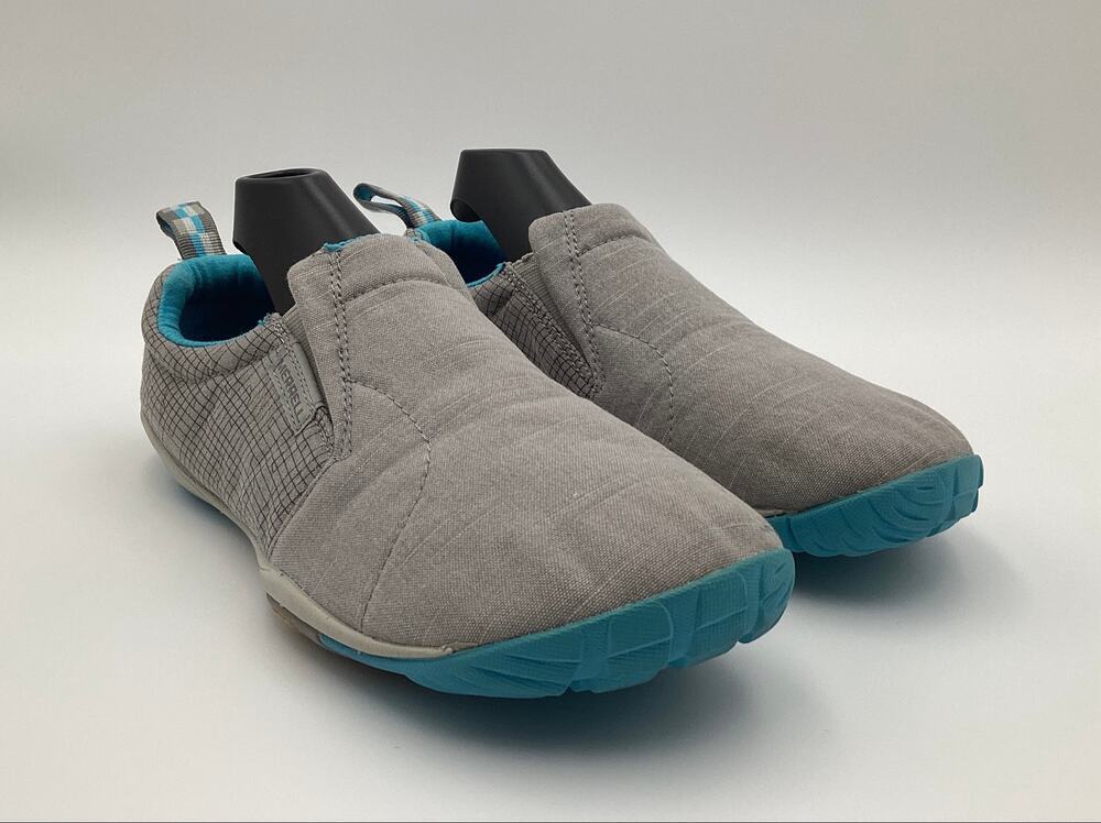 Merrell Gridway Canvas Slip On Shoes Grey Turquoise Blue Vibram Sole Women’s 10